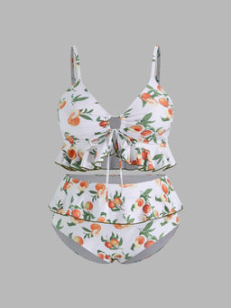 Cider - Shaping V-Neck Strawberry Graphic Bracelet Full Coverage Bikini Swimsuit Curve & Plus