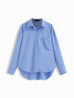 Cider - Cotton Collar Solid Long Sleeve Shirt
