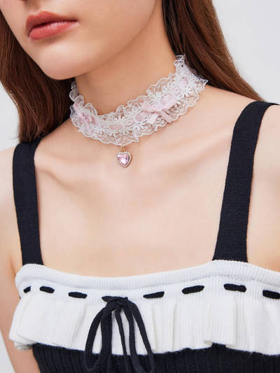 Heart Bowknot Lace Choker