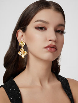 Cider - Double Flower Drop Earrings