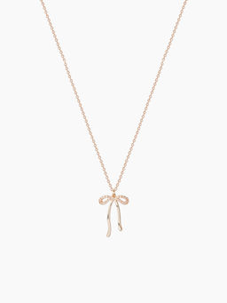 Cider - Rhinestone Decor Bowknot Pendant Necklace