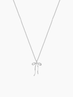 Cider - Rhinestone Decor Bowknot Pendant Necklace