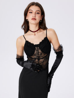 Cider - Lace Trim Long Gloves