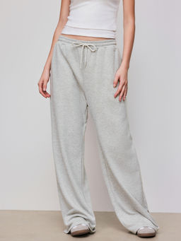 Cider - Petite Mid Rise Solid Drawstring Pocket Wide Leg Trousers