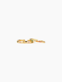 Cider - 2Pcs Multicolour Rhinestone Ring