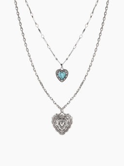 Cider - Layered Heart Pendant Chain Necklace