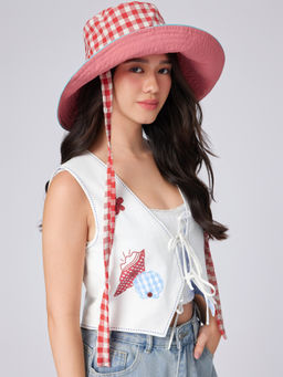 Cider - Gingham Bucket Hat With Strap