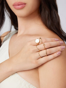Cider - 6Pcs Gemstone & Wave & Twist & Knot Ring