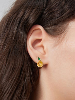 Cider - Rhinestone Orange Stud Earrings