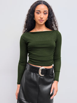 Cider - Boat Neck Long Sleeve Two-Piece Top