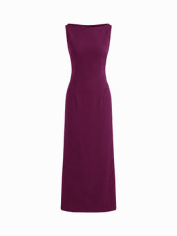 Cider - Boat Neck Solid Maxi Dress