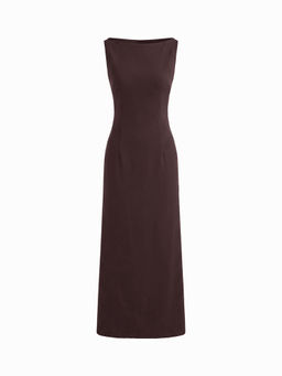 Cider - Boat Neck Solid Maxi Dress