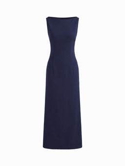 Cider - Boat Neck Solid Maxi Dress