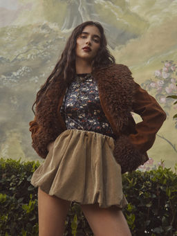 Cider - Washed Corduroy Mid Rise Bubble Hem Mini Skirt