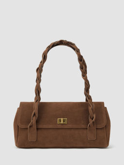 Cider - Braided Faux Suede Shoulder Bag