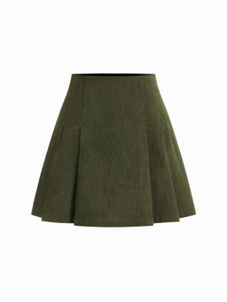 Cider - Corduroy Mid Rise Pleated Mini Skirt