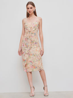 Cider - Sequins Abstract Criss Cross Midi Dress