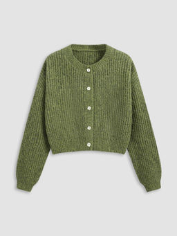Cider - Knit Round Neckline Button Cardigan