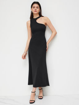 Cider - Round Neckline Cut Out Maxi Dress