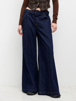 Cider - High Stretch Denim Low Rise Baggy Jeans With Belt