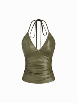 Cider - Halter Neckline Ruched Cami Top