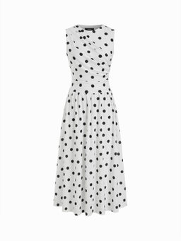 Cider - Round Neckline Ruched Maxi Dress