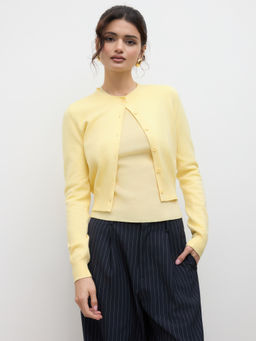 Cider - Knit Round Neckline Button Cardigan