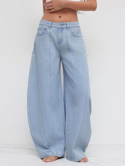 Cider - Denim Low Rise Pocket Barrel-Leg Jeans