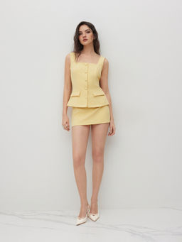 Cider - Square Neck Waistcoat & Mid Rise Mini Skirt