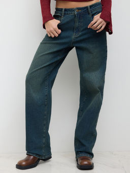 Cider - Brushed Denim Low Rise Straight Leg Jeans