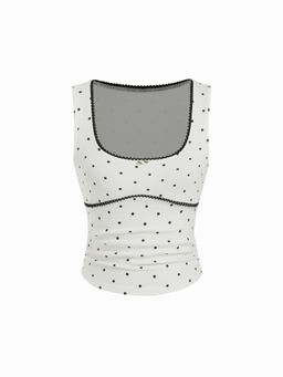 Cider - Cotton-Blend U-Neckline Contrasting Binding Ruched Tank Top