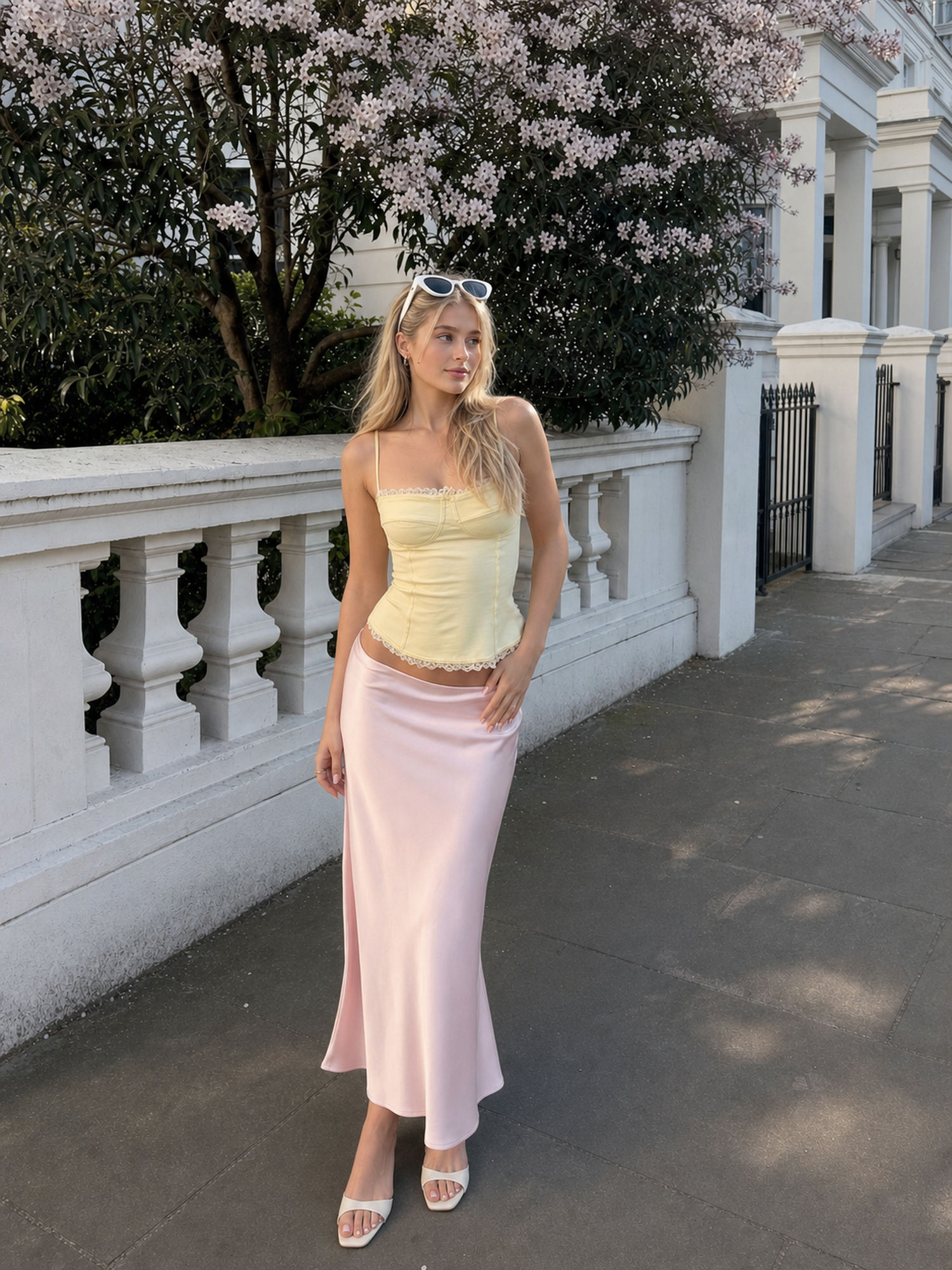 cider Satin Mid Rise Ruffle Bias Maxi Skirt-picture-16