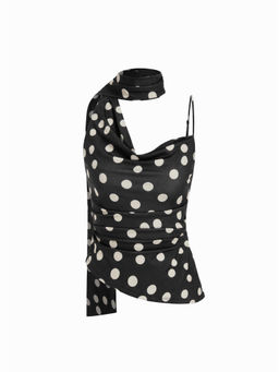 Cider - Halter Neckline Ruched Cami Top With Scarf