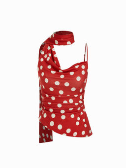 Cider - Halter Neckline Ruched Cami Top With Scarf