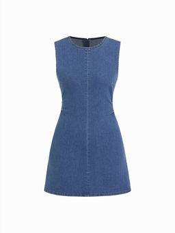 Cider - High Stretch Denim Ruched Zipper Mini Dress