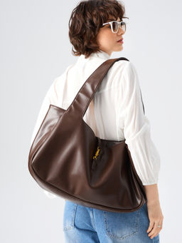 Cider - Push-Lock Decor Faux Leather Tote Bag