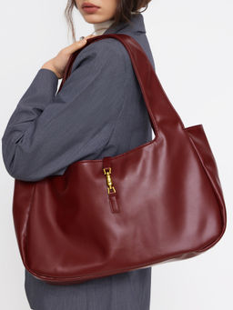 Cider - Push-Lock Decor Faux Leather Tote Bag