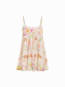 Cider - Chiffon Leopard Bowknot Oversized Mini Nightdress