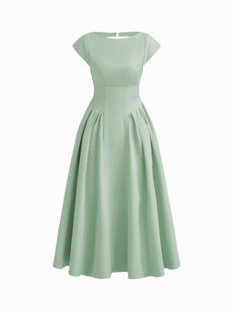 Cider - Sculptural Boat Neck Cut Out Backless Ruffle Maxi Dress