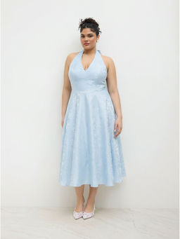 Cider - Jacquard V-Neck Floral Lace Up Maxi Dress Curve & Plus