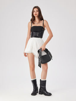 Cider - Bowknot Studded Faux Leather Crossbody Bags