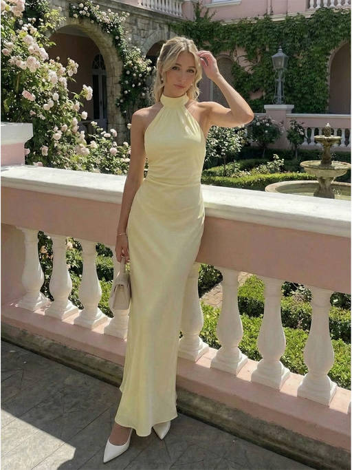 cider backless dress Buy Halter Neck Split Maxi (XXS) Online Inner Shell Color:Light Ivory au-10-instock backless dress jewelry Pearl