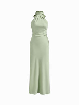 Cider - Backless Halter Neck Split Maxi Dress