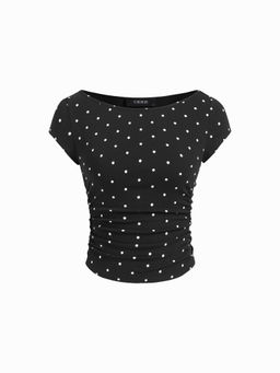 Cider - Boat Neck Ruched Tee