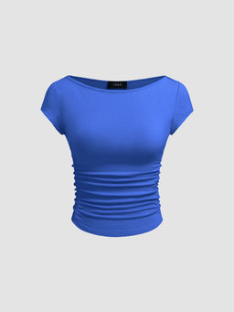 Cider - Boat Neck Ruched Tee