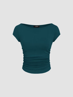Cider - Boat Neck Ruched Tee