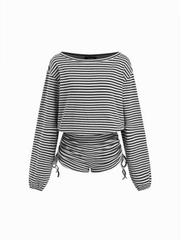Cider - Cotton-Blend Asymmetrical Neck Drawstring Romper