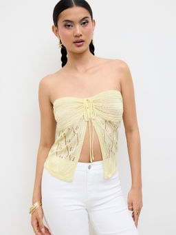 Cider - Knitted Bandeau Knotted Split Top