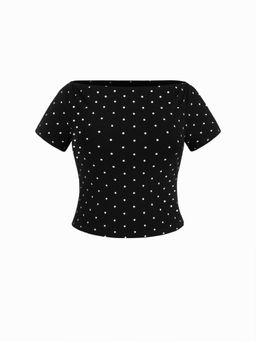 Cider - Boat Neck Twisted Split Sleeve Top Curve & Plus
