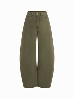 Cider - Denim Low Rise Solid Pocket Barrel-Leg Jeans